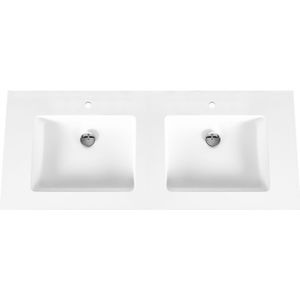 Wastafel bws veroni 45.5x120 cm 2 kraangaten solid surface wit