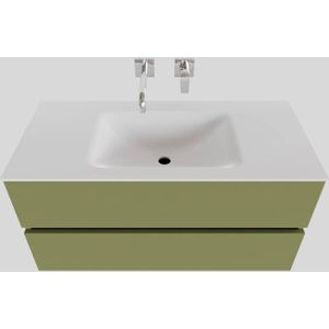 Badkamermeubel solid surface bws oslo 100x46 cm midden mat groen