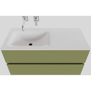 Badkamermeubel Solid Surface BWS Oslo 100x46 cm Links Mat Groen (zonder kraangaten)