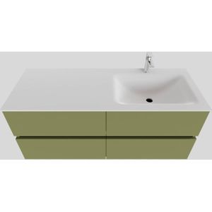 Badkamermeubel solid surface bws oslo 120x46 cm rechts mat groen 4 laden