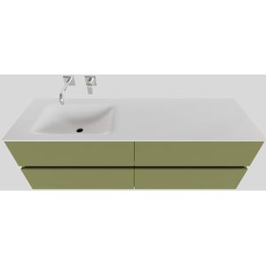 Badkamermeubel solid surface bws oslo 150x46 cm links mat groen 4 laden