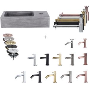 Fonteinset Differnz Mix En Match Ravo 38x18x9 cm Donker Beton (Keuze Uit 5 Kleuren Kranen)