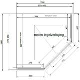 Douchecabine van rijn vijfhoek aluminium zwart 100x200 dubbelzijdige nanocoating 6 mm helder glas