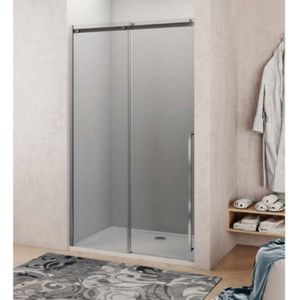 Nisdeur Lacus La Maddalena 120x210 cm Schuifdeur 6mm Helder Glas RVS
