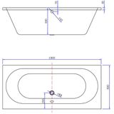 Inbouw ligbad luca sanitair primo acryl 180x80x49 cm mat wit (exclusief afvoerset)