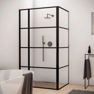 BWS Douchecabine Frame 110x70 cm 8 mm NANO Glas Mat Zwart Raster