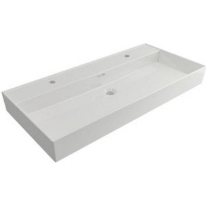 Wastafel Plieger Kansas 2 Kraangaten met Overloop 100x46,6 cm (Mat Wit en Mat Zwart)