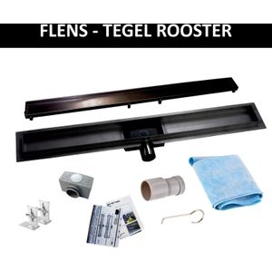 RVS Douchegoot Flens met Uitneembaar Sifon TEGEL ROOSTER MAT ZWART (alle maten)