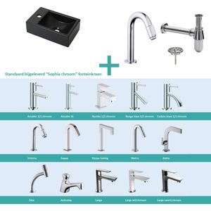 Fonteinpack houston mat zwart keramiek links 37x23 cm