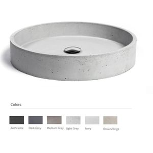 Opzet wastafel urbi et orbi circum beton 48x10 cm donker grijs