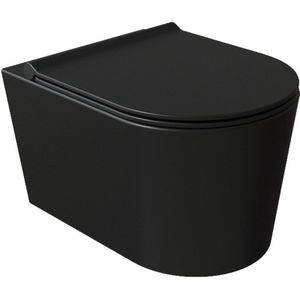 Salenzi Civita Wandcloset Toiletpot Randloos Mat Zwart 50x35x36.5cm
