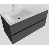 Badkamermeubel solid surface bws oslo 100x46 cm links mat antraciet (met 1 kraangat)