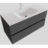 Badkamermeubel solid surface bws oslo 100x46 cm midden mat antraciet (met 1 kraangat)