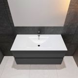 Badkamermeubel solid surface bws oslo 100x46 cm midden mat antraciet (met 1 kraangat)