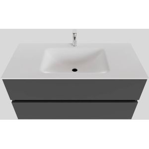 Badkamermeubel Solid Surface BWS Oslo 100x46 cm Midden Mat Antraciet (met 1 kraangat)
