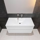 Badkamermeubel solid surface bws oslo 100x46 cm midden mat wit (zonder kraangaten)