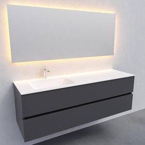 Badkamermeubel solid surface bws oslo 150x46 cm links mat antraciet