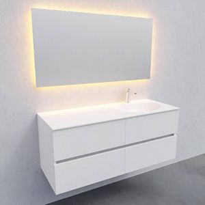 Badkamermeubel Solid Surface BWS Stockholm 120x46 cm Rechts Mat Wit 4 Laden (met 1 kraangat)