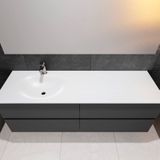 Badkamermeubel Solid Surface AQS Stockholm 150x46 cm Links Mat Antraciet 4 Laden (met 1 kraangat) Boss & Wessing