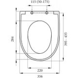 Toiletzitting sanicare soft-close rondo met deksel 35,6x43,5 cm wit