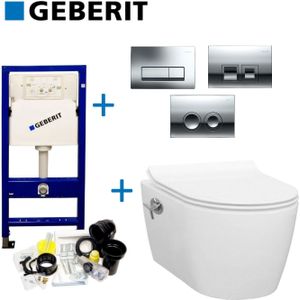 Geberit up100 toiletset set 25 idevit alfa met bidet randloos met delta drukplaat