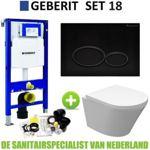 Geberit up320 toiletset set 18 wiesbaden vesta junior rimless 47 cm met mat zwarte drukplaat