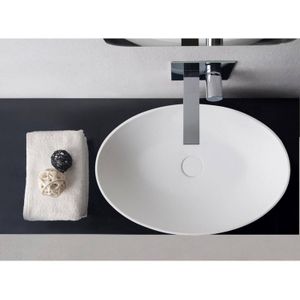 Opbouwwastafel ideavit solidthin 60x40x14.5 cm solid surface mat wit
