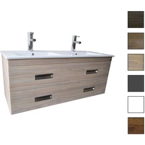 Badkamermeubelset Sanicare Q2 Twee Soft-Close Laden 120 cm Hoogglans Wit (spiegel optioneel)