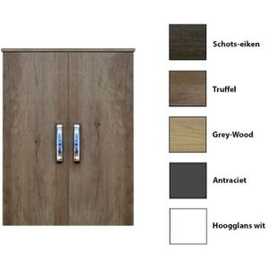 Sanicare - Kolomkast Dubbel - Grey-Wood - Soft-Closing Deuren - Chromen Greep