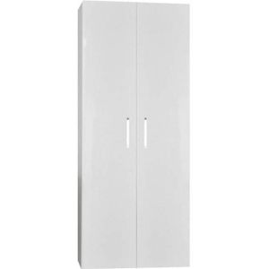Kolomkast Sanicare Q6/Q14 2-Deurs Soft-Closing Chromen Greep 160x67x32 cm Hoogglans Wit