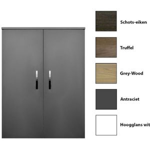 Sanicare - Kolomkast - 2-Deurs - Truffel - Soft-Closing - Chromen Greep