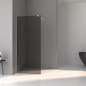 Bws inloopdouche pro line rookglas 100x200 8 mm nano coating mat zwart profiel en stang