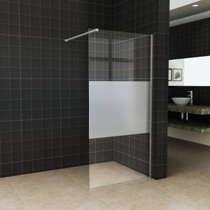 Bws inloopdouche pro line middenband 100x200 8 mm nano coating rvs profiel en stang
