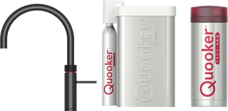 Quooker Cube Fusion Round Mat Zwart met Pro3-VAQ Boiler