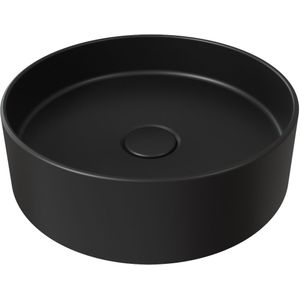 Opbouw wastafel salenzi hide circle 40x12 cm mat zwart (inclusief bijpassende afvoerplug)