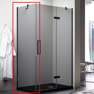 Zijwand tbv cabine lacus elba 90x200 8 mm nano rookglas mat zwart