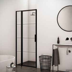 BWS - Nisdeur - Met Vast Paneel - 80x200 cm - 8 mm NANO Glas - Mat Zwart Raster