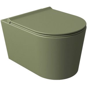 Wandcloset Salenzi Civita 50x35x36.5 cm Keramiek Rimless Mat Legergroen