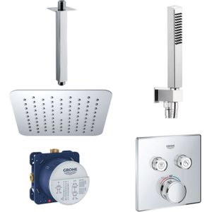 Grohe smartcontrol inbouw doucheset vierkant met hoofddouche 20 cm plafond uitloop en handdouche compleet