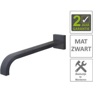 Bws inbouwuitloop vierkant 31 cm 1/2" mat zwart