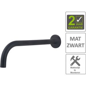 AQS uitloop voor inbouwkraan Fit Rond 18mm Uitloop 25cm Mat Zwart Boss & Wessing