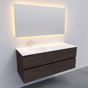 Badkamermeubel solid surface bws stockholm 120x46 cm links wood dark brown 4 laden