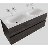 Badkamermeubel solid surface bws stockholm 120x46 cm dubbel wood dark brown (0 kraangaten)