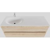 Badkamermeubel Solid Surface AQS Stockholm 120x46 cm Rechts Wood Washed Oak 4 Laden (0 kraangaten)