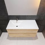 Badkamermeubel Solid Surface AQS Oslo 100x46 cm Links Wood Washed Oak (met 1 kraangat) Boss & Wessing