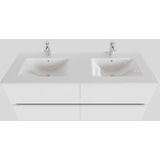 Badkamermeubel solid surface bws oslo 120x46 cm dubbel mat wit (2 kraangaten)