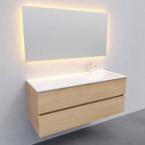 Badkamermeubel solid surface bws oslo 120x46 cm rechts wood washed oak