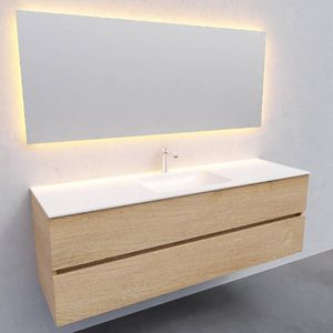 Badkamermeubel solid surface bws oslo 150x46 cm midden wood washed oak