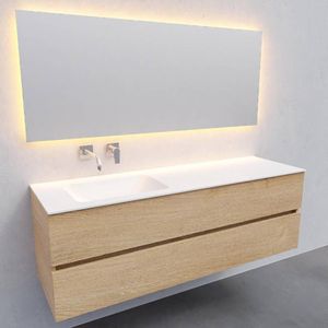 Badkamermeubel solid surface bws oslo 150x46 cm links wood washed oak