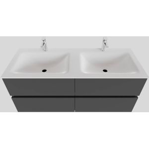 Badkamermeubel Solid Surface BWS Oslo 120x46 cm Dubbel Mat Antraciet 4 Laden (2 kraangaten)